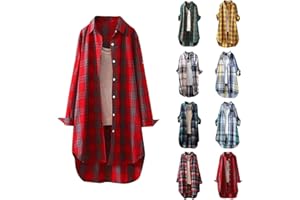 xoxingysm Womens Plaid Shirts Roll Up Long Sleeve Collared Button Down Blouses Tops Casual Going Out Shackets Hippie Clothes