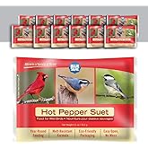 Blue Seal Hot Pepper Suet Cakes for Wild Birds | No Mess Suet Feed with Cracked Corn | Food for Woodpeckers, Cardinals, Siskins &amp; Sparrows | Use with Suet Feeder | 11oz Seed Cake (12 Pack)