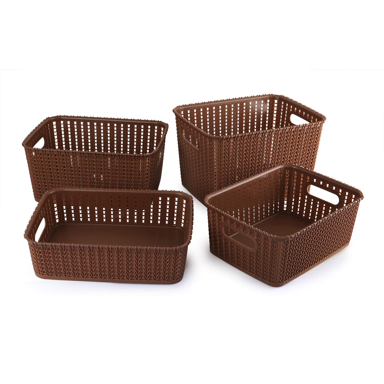 Cello Style Knit Basket Without Lid, Set of 4, Brown Amazon.in Home