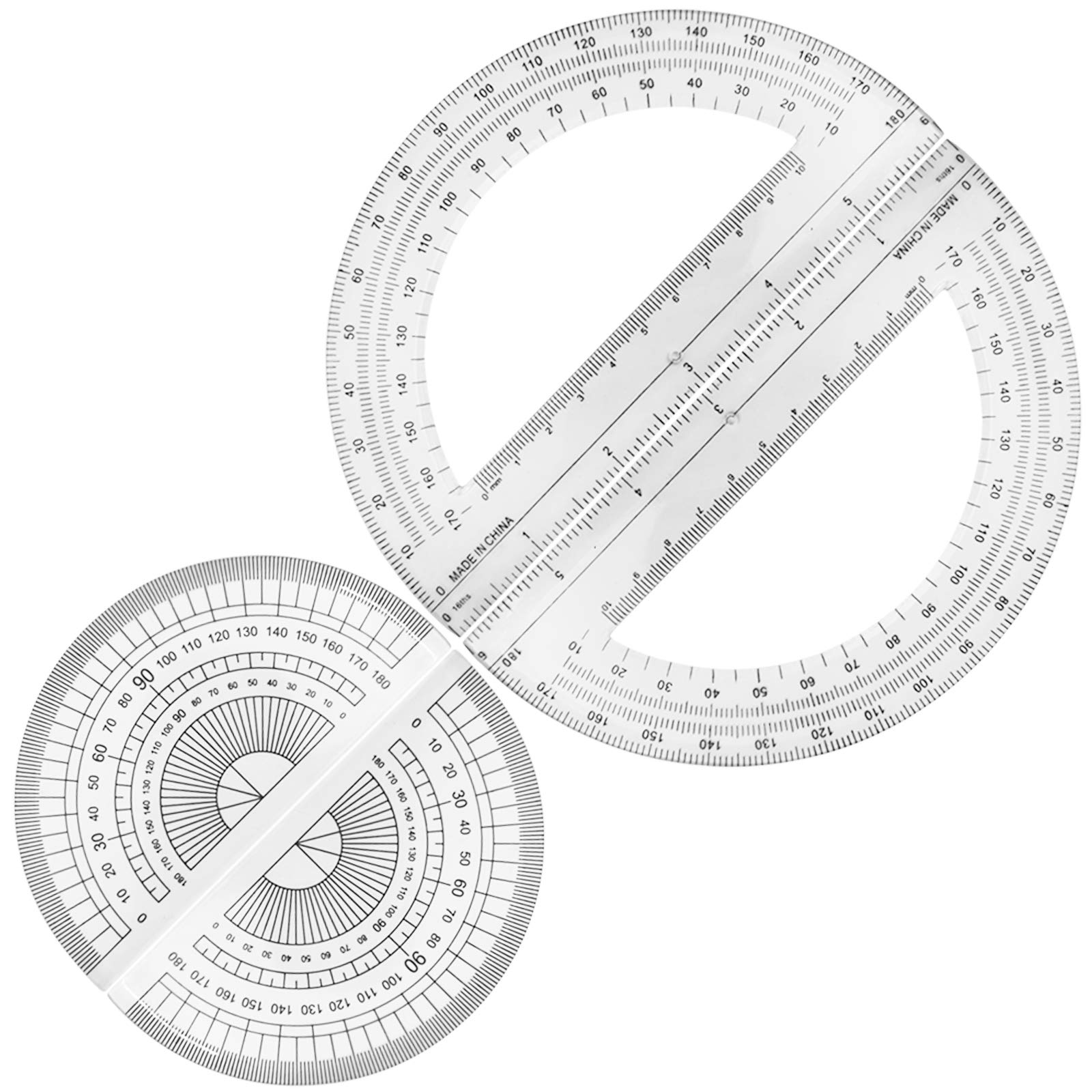 Pack of 4, Plastic Protractors, SourceTon Math Protractors 180 Degrees, 4 Inch & 6 Inch, Clear