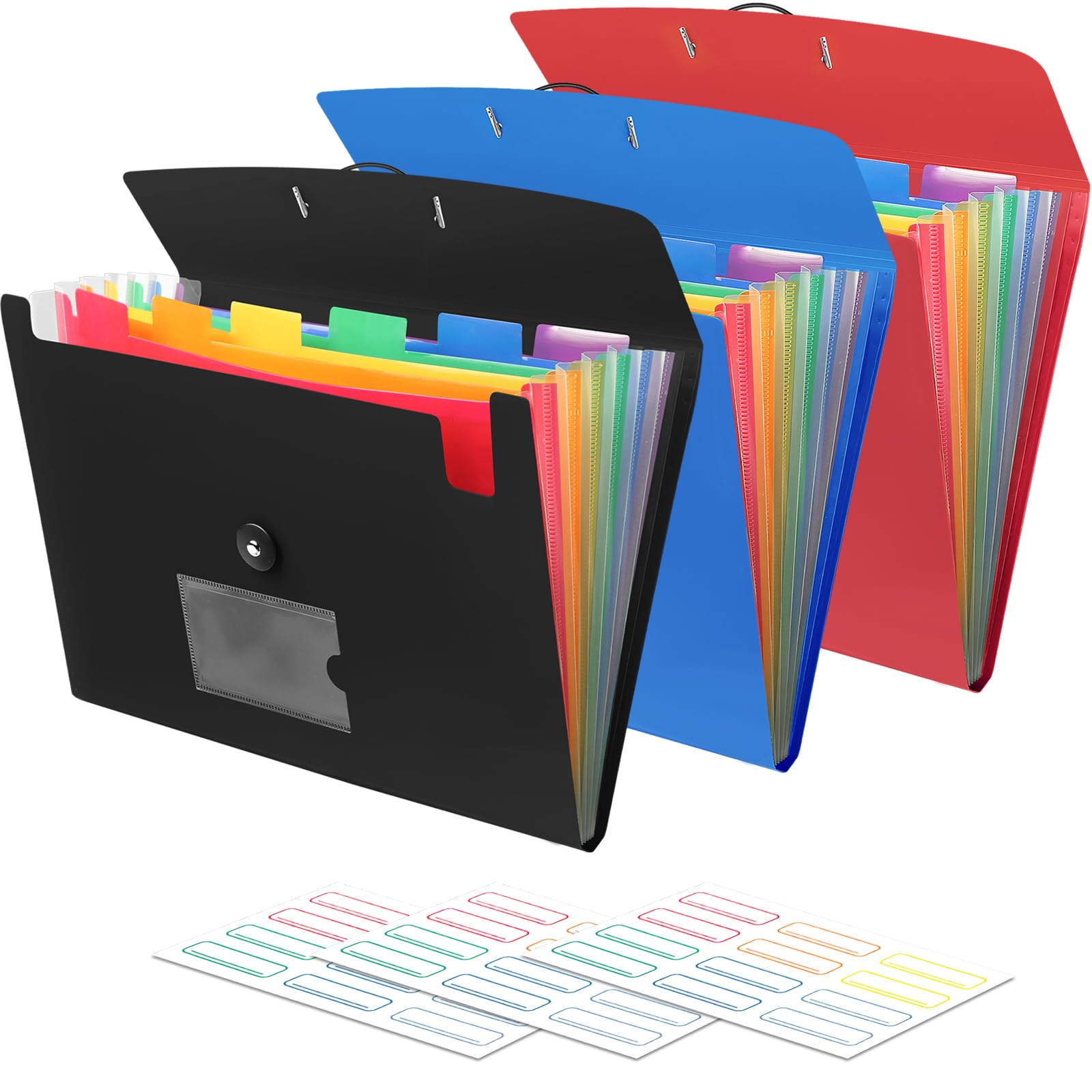 Photo 1 of 3 Pack 7 Pocket Accordian File Organizer, Expanding File Folder with Labels, Plastic Expandable File Folder for Documents Letter Size A4 Papers