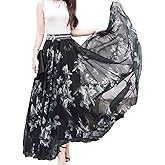 Sinono Women's Floral Maxi Chiffon Long Skirts Full Length Beach Skirt