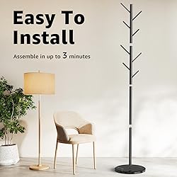 HzTinT Coat Rack with Natural Marble Base, Metal
