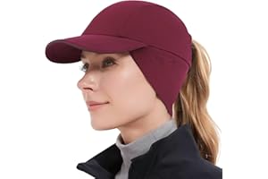 GADIEMKENSD Women's Winter Reflective Fleece Ponytail Hat with Drop Down Ear Warmer