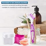 Tophoniex Denture Bath Case 2 Pack with 2 Cleanser Brushes Blue Pink Purple view 4