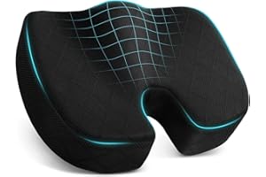 TushGuard Office/ Car Seat Cushion, Non-Slip Sciatica & Back Coccyx Tailbone Pain Relief Chair Pad, Memory Foam Butt Pillow for Computer Desk, Wheelchair, Driving (Black)