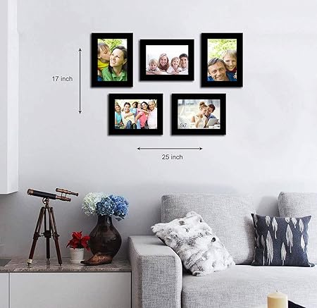 Art Street Happy Memory Set of 5 Individual Photo Frame/Wall Hanging for Home Décor - Black