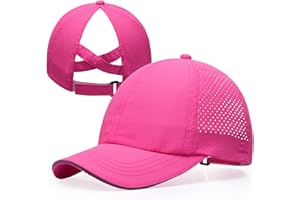 Girls Criss Cross Ponytail Hat Reflective Baseball Cap Kids Lightweight Quick Drying Outdoor Mesh Sports Hat Age 7-12