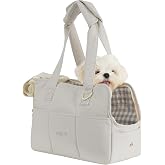 ONECUTE Dog Purse Carrier for Small Dogs Rabbit cat with Large Pockets, Cotton Bag, Dog Carrier Soft Sided, Collapsible Travel Puppy Carrier (Grey, 13.6" L x 6.5" W x 10" H)