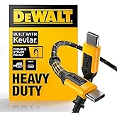 DEWALT Heavy Duty USB C Cable, Jobsite 60 Watt USB C Cable, High Speed Type-C to Type-C, Fast Charge PD USBC Fast Charging Cord for iPhone 16/15 Plus Pro Max, MacBook, iPad, Samsung Galaxy, 6 ft