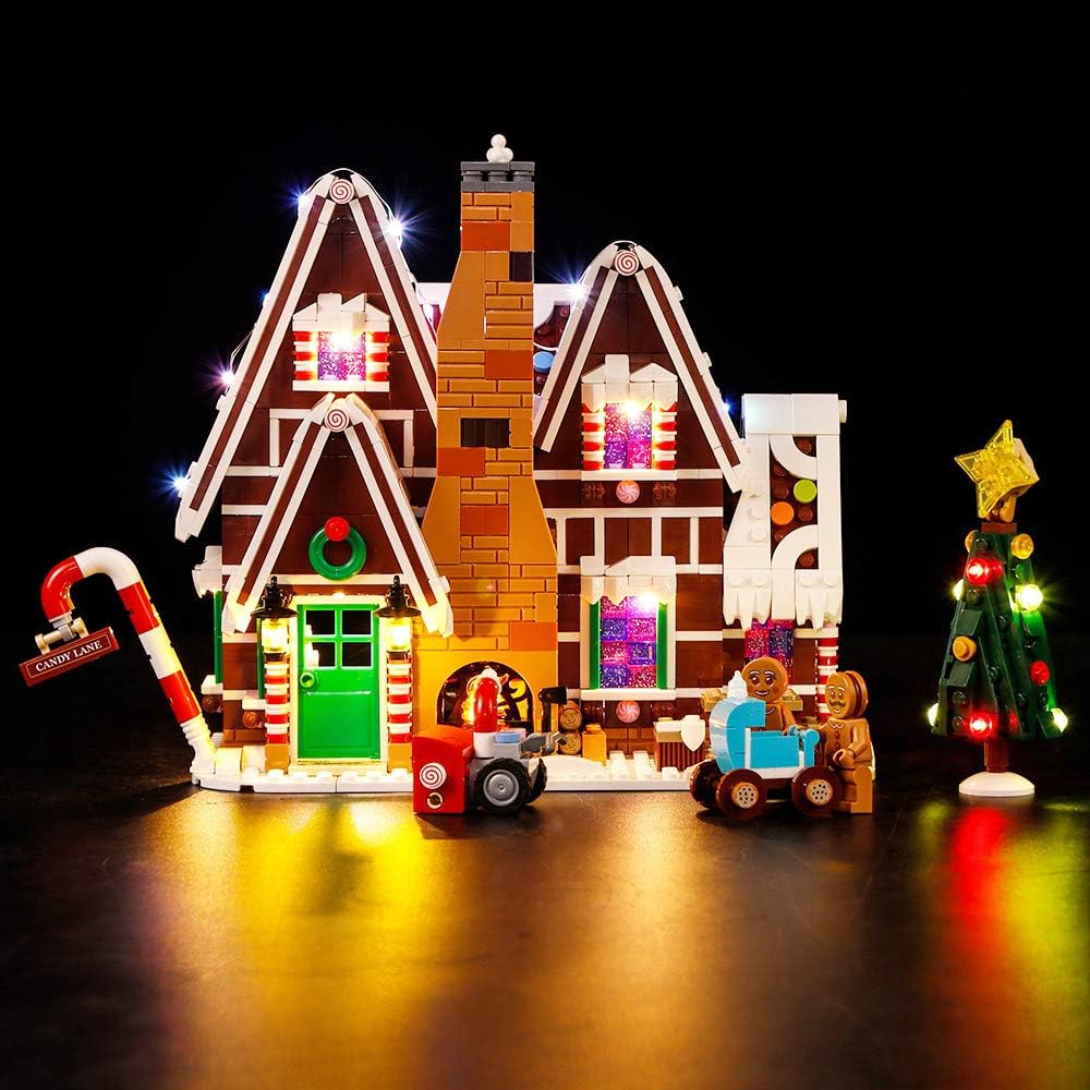 Vonado Led Lighting Kit for Gingerbread House Building Blocks, Building Brick Light Set for Gift, Building Block Light Kit for Party and Birthday, Compatible for 10267 Building Block Toy(Lights Only)