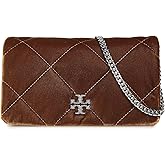 Tory Burch Women's Kira Diamond Quilt Velvet Chain Wallet, Warm Honey, Tan, One Size