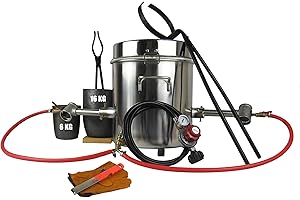 LSMIITTH 16KG/35LB Gas Metal Melting Furnace Kit 2642°F / 1450°C Propane Forge Dual Burner (Each 100,000 BTU) Foundry Home Kiln Smelting Casting Tool Refining Recycle Brass,Gold,Silver