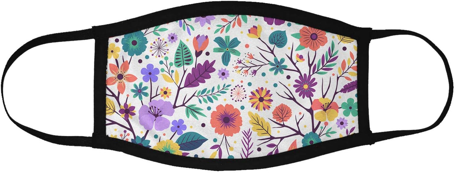 MADANYU Face Mask 3 Layer Printed Reusable Washable Cloth Face Mask - Designer Trendy Unisex - Flowers Pattern