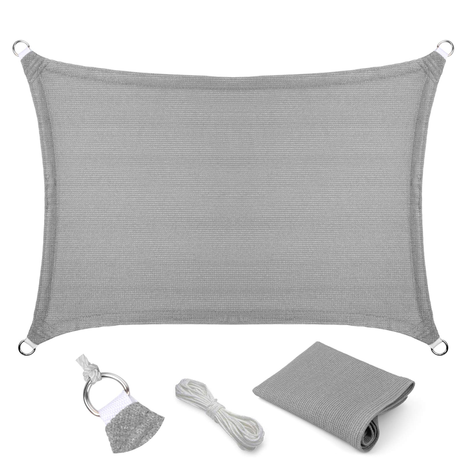 Photo 1 of Eden's Decor 6' x 8' Grey Sun Shade Sail Outdoor Canopy Rectangular Awning Fabric Cloth Screen for Patio Garden Backyard Pergola Custom Size
