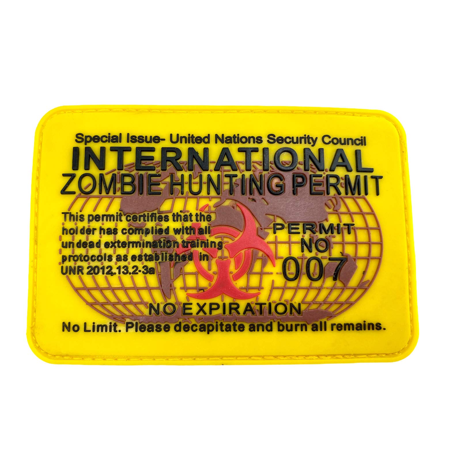 International Zombie Hunting Permit No Expiration Airsoft PVC Morale Cosplay Patch