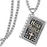 Zoxuxiwu Bible Necklace 925 Sterling Silver Bible Necklace for Men Christian Jewelry Gifts for Men Women