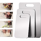 3 PCS Stainless Steel Cutting Boards for Kitchen, 304 Metal Chopping Boards for Meat, Fruits & Break, Non Toxic, Dishwasher Safe, (15.3"x11", 13.4"x9", 11.8"x8")