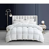 Maple&Stone Twin Feather Down Comforter Heavyweight White Down Duvet Insert Ultra Soft 100% Cotton Cover Fluffy Twin Comforter 68 x 90 Inches