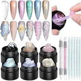 3D Nail Art Gel Clear and Aurora Mermaid Solid Builder Gel for Nails | Non-Stick Hand 3D Sculpting Gel for Carving Pattern Extension, Manicure DIY Home Salon Use