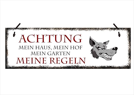 Amazon De Creativ Deluxe Shabby Vintage Turschild Achtung Mein Haus Mein Hof Meine Regeln Schild