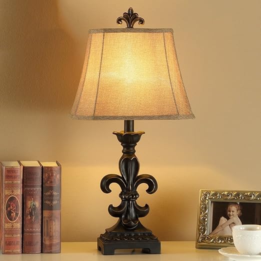 Global Europeo Lampada Da Tavolo Di Lusso Della Lampada In Resina Classica Stoffa Paralume Decorativi Americani Retro Pastorale Living Ristorante
