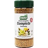 Badia Complete Seasoning Salt-Free, 4.25 oz &ndash; All-Purpose No-Salt Blend | No Salt All-Purpose Spice Blend Of Garlic, Onion, Pepper, Herbs &amp; Spices, Savory Signature Blend