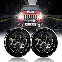 Auxbeam 7 Inch LED Headlights Replacement for Jeep Wrangler JK, JKU, TJ, LJ, CJ, Hi/Lo Beam 7" Headlamps for Rubicon Sport, S