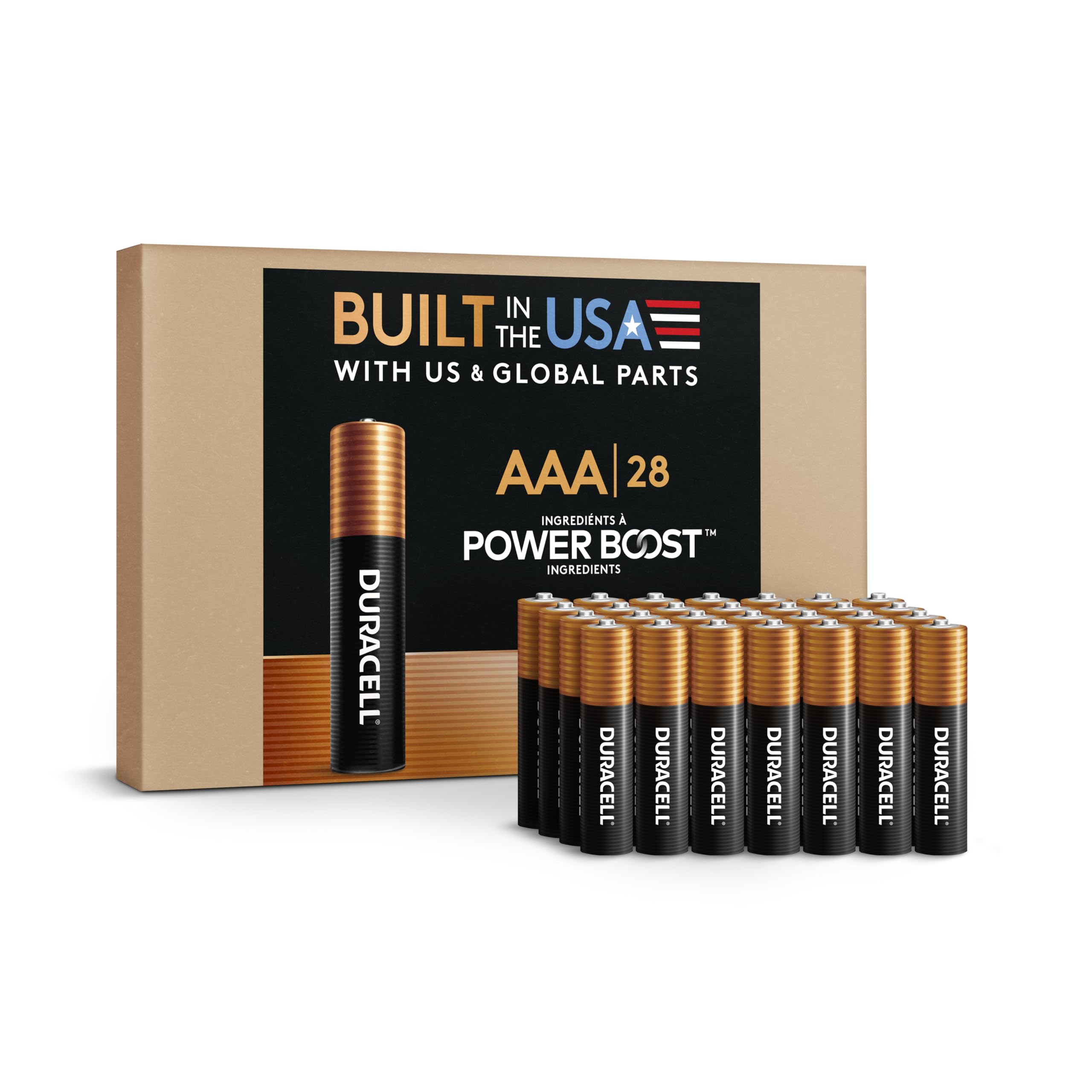 Duracell Coppertop AAA Batteries, 28 Pack, 12-Year Shelf Life, Storage Tray