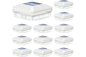 ENSLI Solar Post Cap Lights Outdoor, 12Pack 40 LEDs 4x4 Post Solar Lights Outdoor Waterproof with 3 Modes, 30 Lumens Fence Post Solar Lights, Solar Powered Deck Fence Post Lights for Vinyl Wooden Post