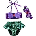 Kids Toddler Baby Girl Mermaid Swimsuits Halter Swimwear Bikini Set with Headband 3Pcs Set