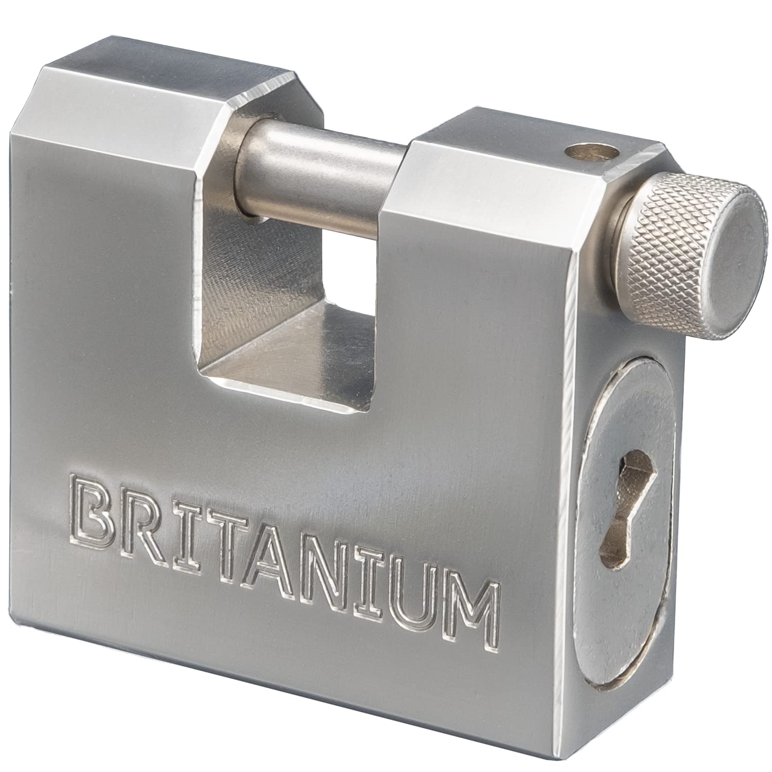 Britanium® BRX66 Heavy Duty Container Padlock with 5 Keys – 10mm Cut Resistant Shackle - Weatherproof Nickel Plated Body | High Security Lock for Shipping Container, Garage, Shed, Gate