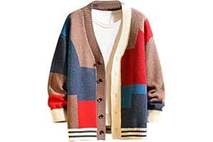 GURUNVANI Cardigan Sweater for Men Knitted Long Sleeve Sweaters with Buttons