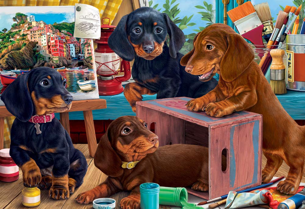 Vermont Christmas Company Studio Puppies Jigsaw Puzzle 100 Piece - Large Pieces, Perfect for Seniors and Kids