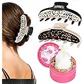 TOCESS Large Vintage Claw Clips: 2-Pack Recycled Cellulose Acetate Neutral Jaw Hair Clips for Women with Thick or Thin, Long & Curly Hair, Black & White XL Strong Hold Claw Clip