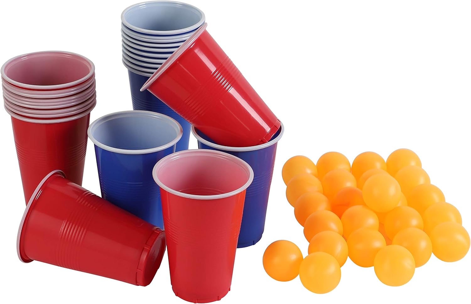 Komonee Beer Pong Set Supersize Mega Value Pack 48 PCs American Adult Indoor Novelty Drinking Game 24 Re-usable Cups and 24 Orange Balls - Image 4