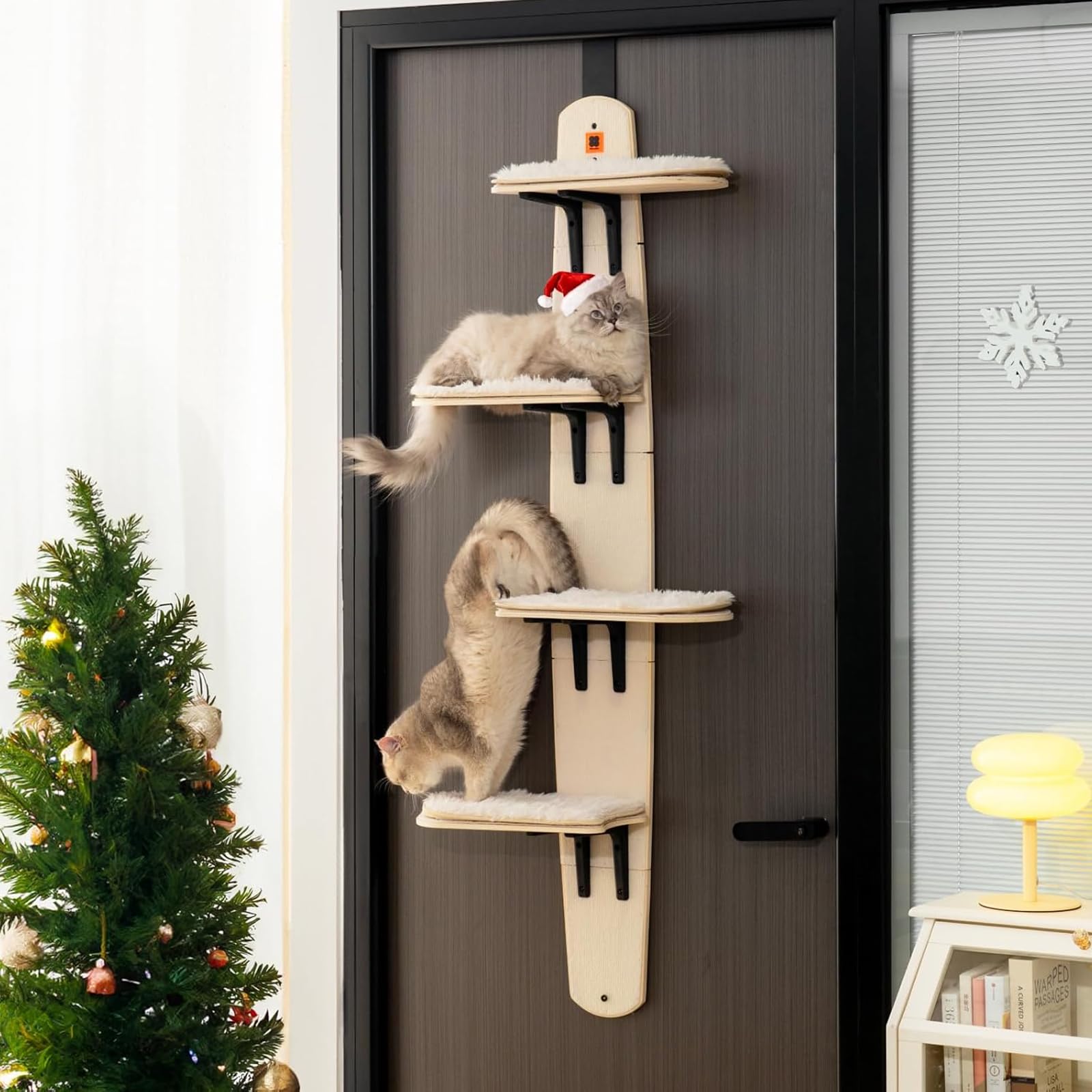 Photo 1 of **INCOMPLETE** Ywyhus Multi Level Door Hanging Cat Shelf, 4-Level Cat Tree, Wall Mounted Cat Climber for Indoor Cats