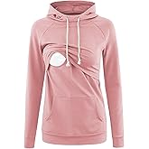 Liu & Qu Womens Nursing Hoodie Long Sleeves Sweatshirt Breastfeeding Layered Top Pocket Casual Clothes