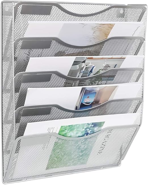EasyPAG 5 Tier A4 Mesh Hanging Wall File Holder Document Folder Paper