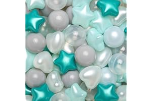 TRENDPLAY Ball Pit Balls Stars : Different Shapes - Mix Stars Shapes for Kids, Perfect for Parties, Pink Green Blue White Gray 50 100 200 500 Pack
