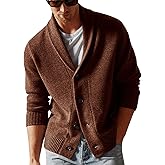 Runcati Mens Shawl Collar Cardigan Sweater Casual Button Down Winter Ribbed Chunky Knitted Sweaters