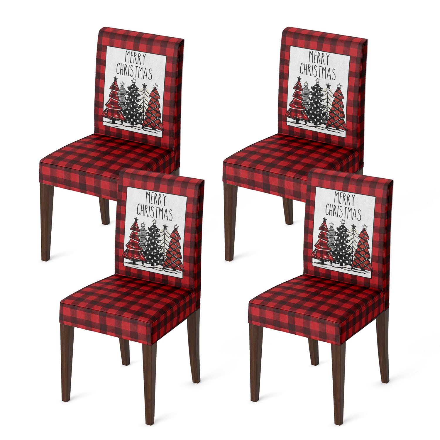 View 1 of *Light hair*
Horaldaily 4PCS Christmas Dining Chair Covers,Red Buffalo Plaid Trees Stretch Removable Washable Slipcover Chair Protector for Dining Room Home Decor