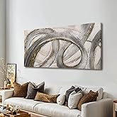 VAYIMDH Grey Modern Artwork Black with Gold Line Abstract Wall Decor Canvas Painting Office Wall Hanging Picture for Living Room 24"x 48" Neutral Wall Art