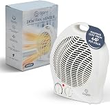 CUQOO 2KW Fan Heater and Cooler with Thermostat 2 Heat Settings White