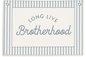 Lacama Blue Long Live Brotherhood Boys Room Decor, Boy Nursery Decor, Linen Banner Wall Hanging Canvas Banner Flag Decor for Toddler Boy Room Nursery 30x20 Inch