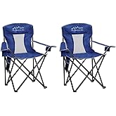 SAILARY Outdoor Folding Camping Chair with Cup Holder, Storage Bag, Large Anti-Sink Feet, 325lbs Capacity, Breathable Mesh Portable Chair for Camping, Beach, Fishing, Sports, Blue 2Pack
