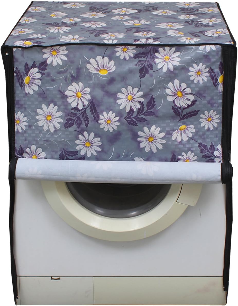 Lithara PVC Front Load Fully Automatic Washing Machine Cover For 8 Kg, 8.2 Kg, 8.5 Kg, 9 Kg | Size : 66 x 66 x 101.6 Cm | (Multicolor Design10)