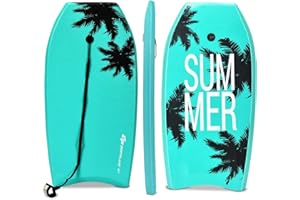 Goplus Boogie Boards for Beach, 41''/37''/33'' Lightweight Body Board with EPS Core, XPE Deck, HDPE Slick Bottom, Wrist Leash, Bodyboard for Kids Adults Surfing