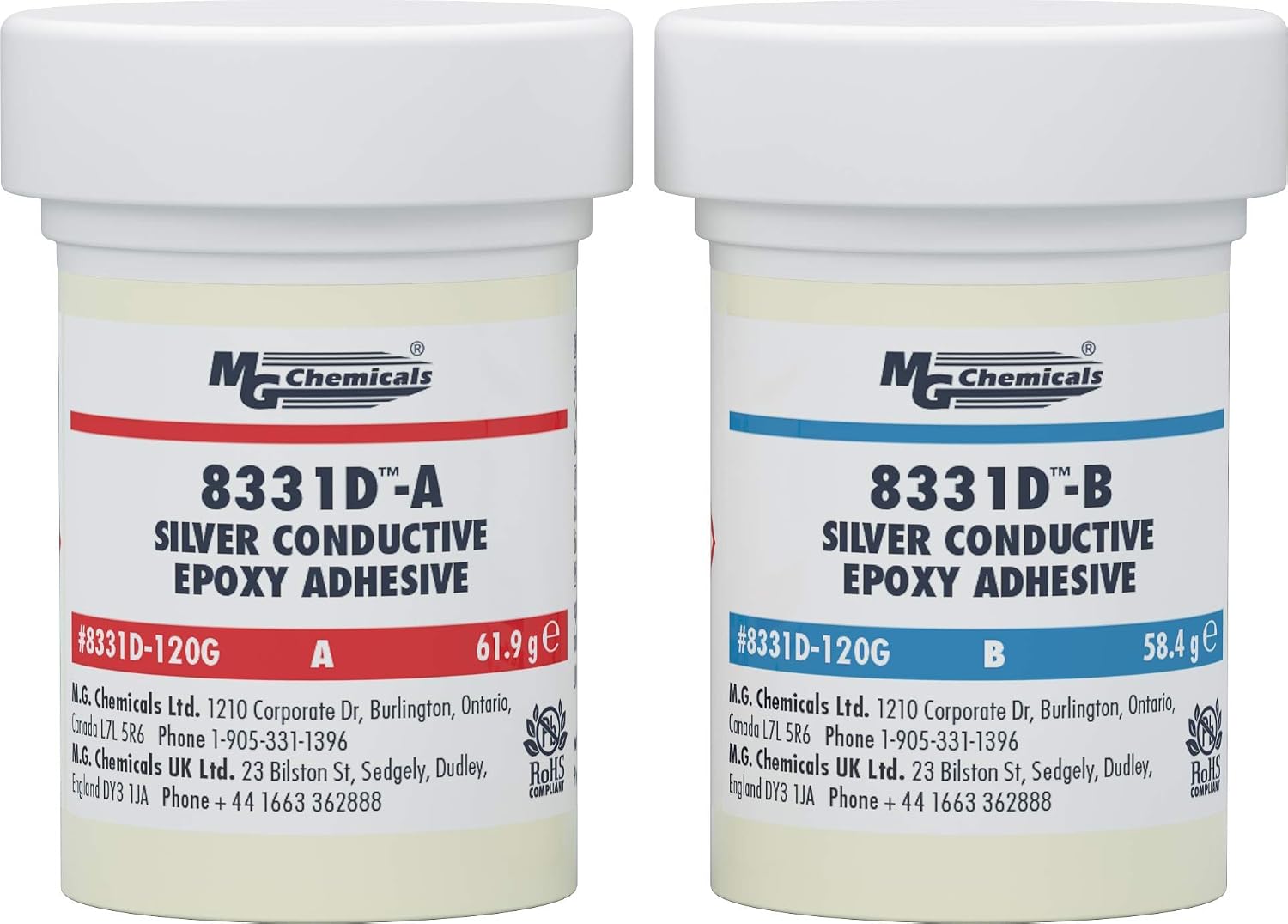 MG Chemicals 8331D Silver Conductive Epoxy Adhesive, 120 gram Kit