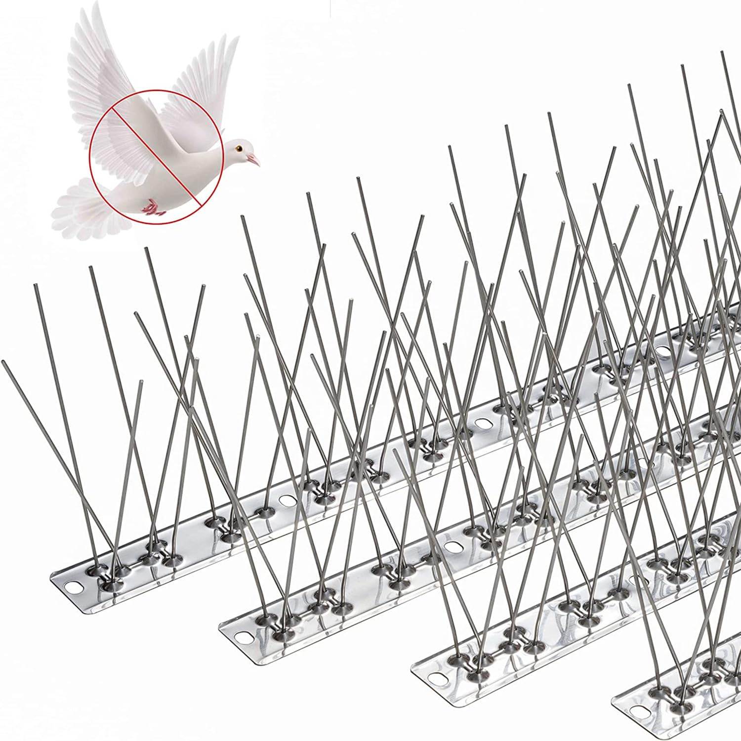 LATRAT Stainless Steel Pigeon Spike, Pack of 10 Stainless Steel Bird Spikes 15 sets of spikes (30 spikes total) for Scaring Pigeons, Crows, Sparrows, Cats (Animal Friendly Bird Repellent)